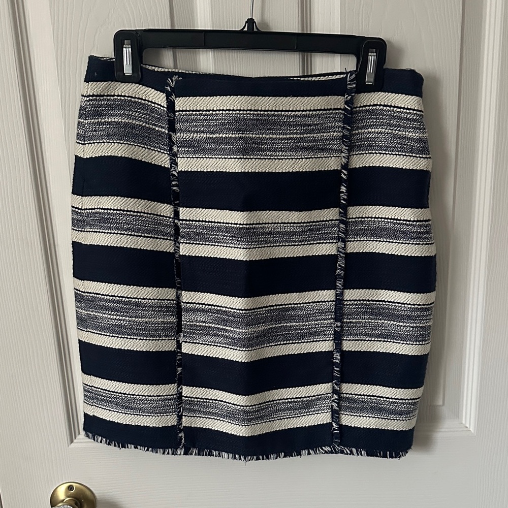 Banana Republic Navy and White Striped Pencil Skirt